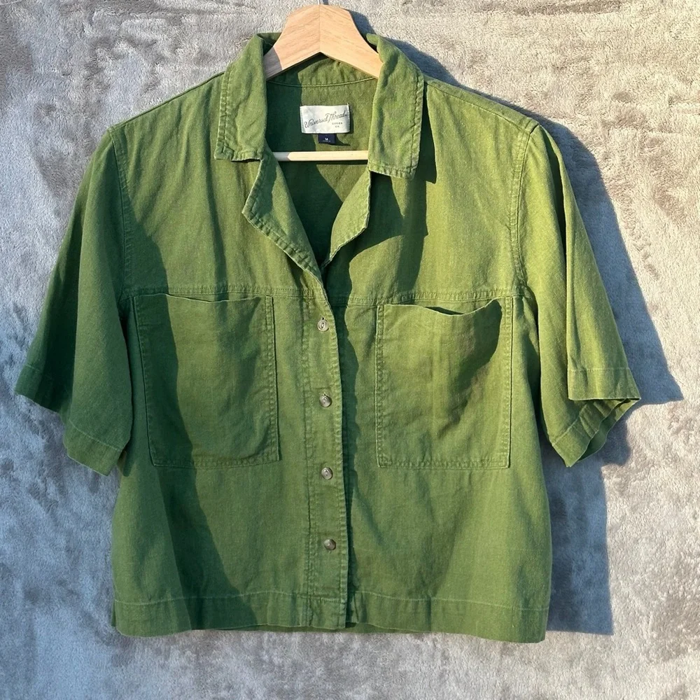 Universal Thread Women’s Olive Utility cropped box fit Button-Up Shirt – Size M - Picture 6 of 15